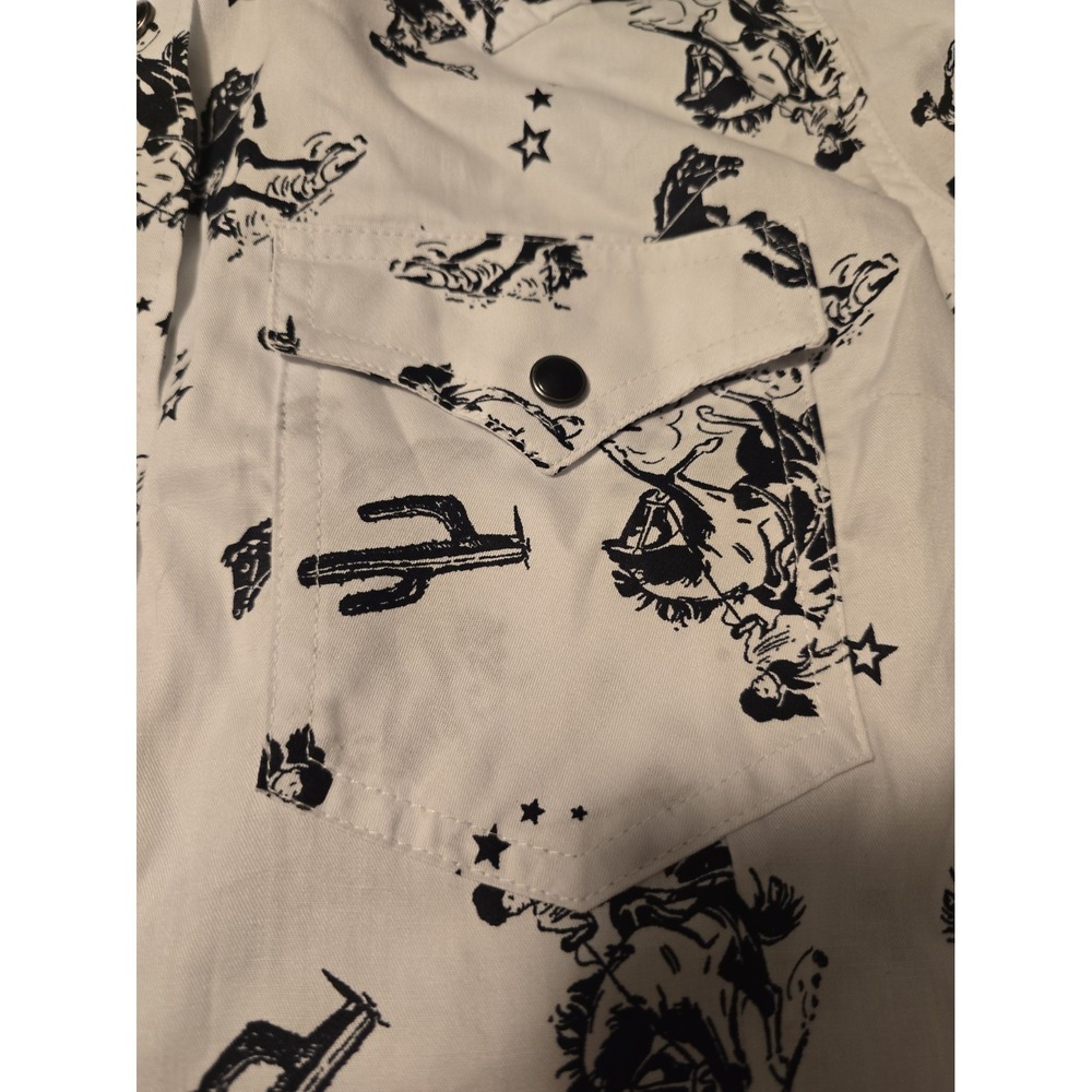 Wrangler Retro Western Pearl Snap Cowgirl Shirt Womens Med White Black 112330046 - Picture 4 of 12